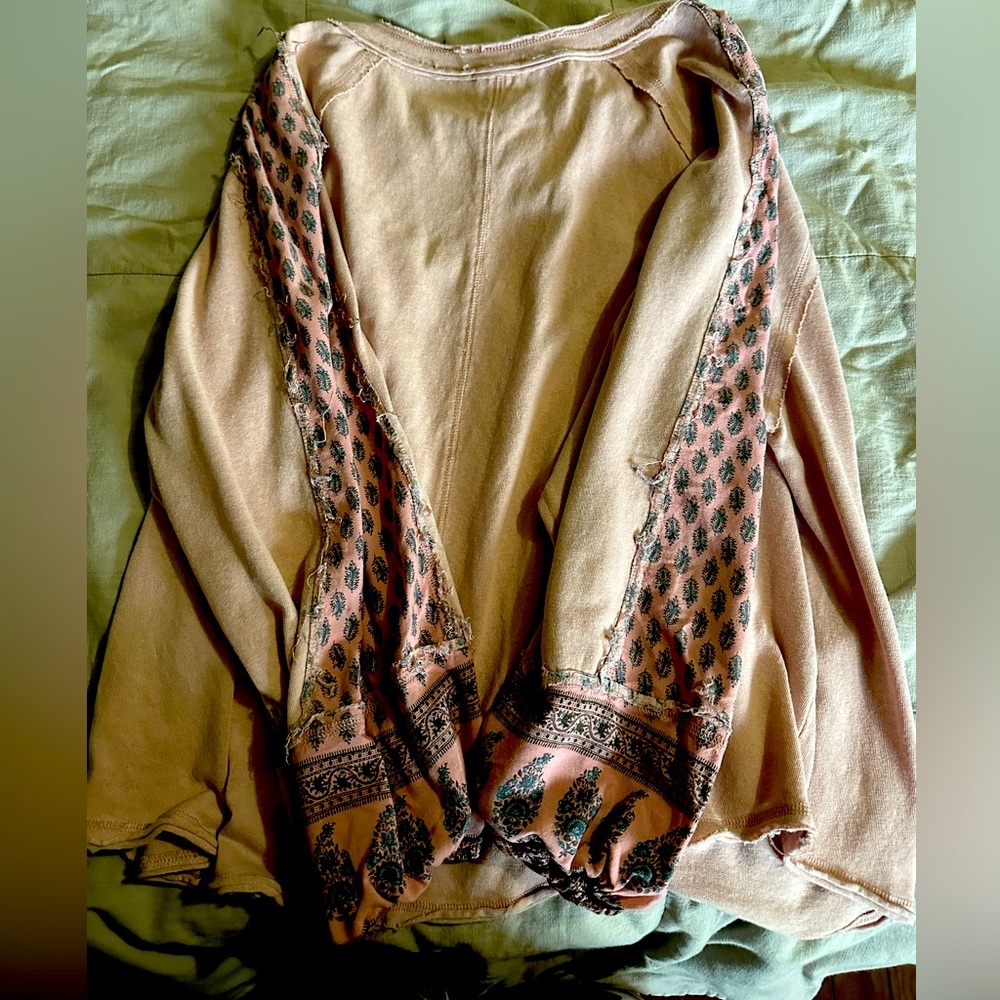 Blush boho top with paisley sleeves